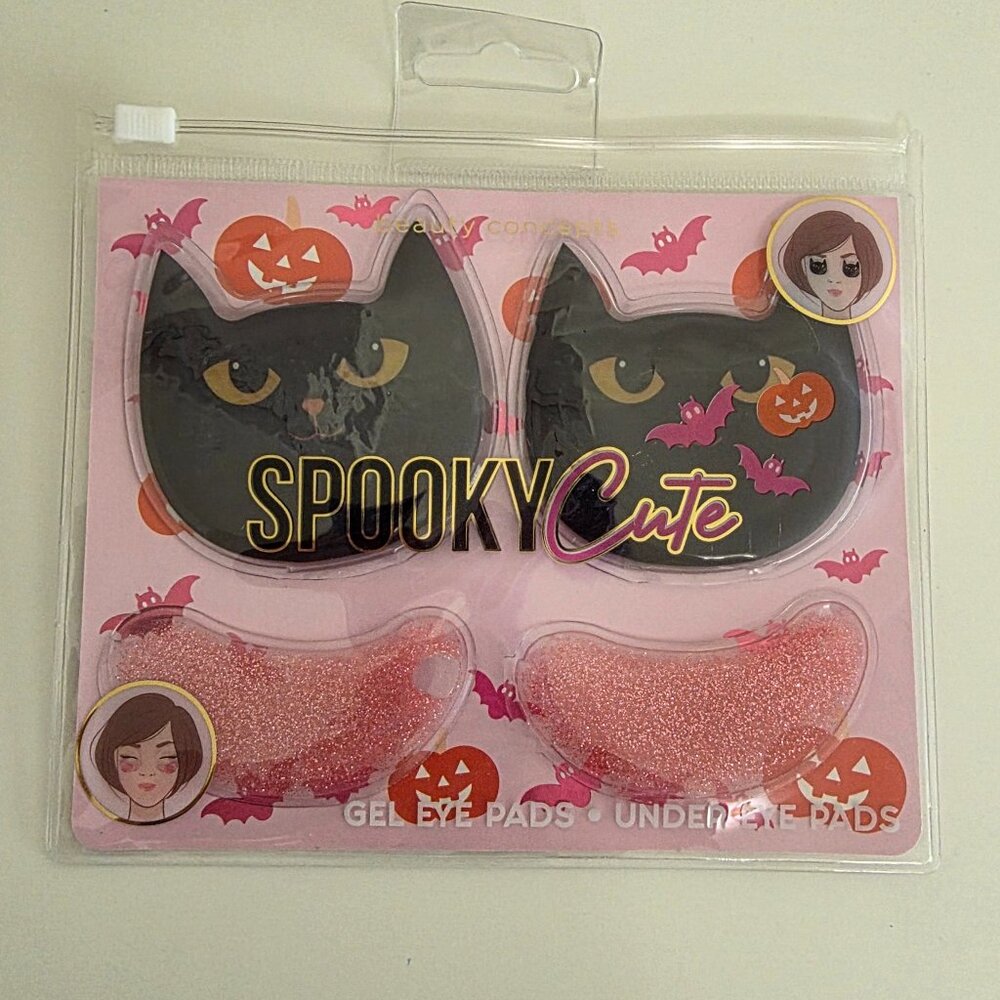 Cute Spooky Cooling Gel Eye Pads | Black Cat, Glitter, Spa Day, Girl's Night NEW